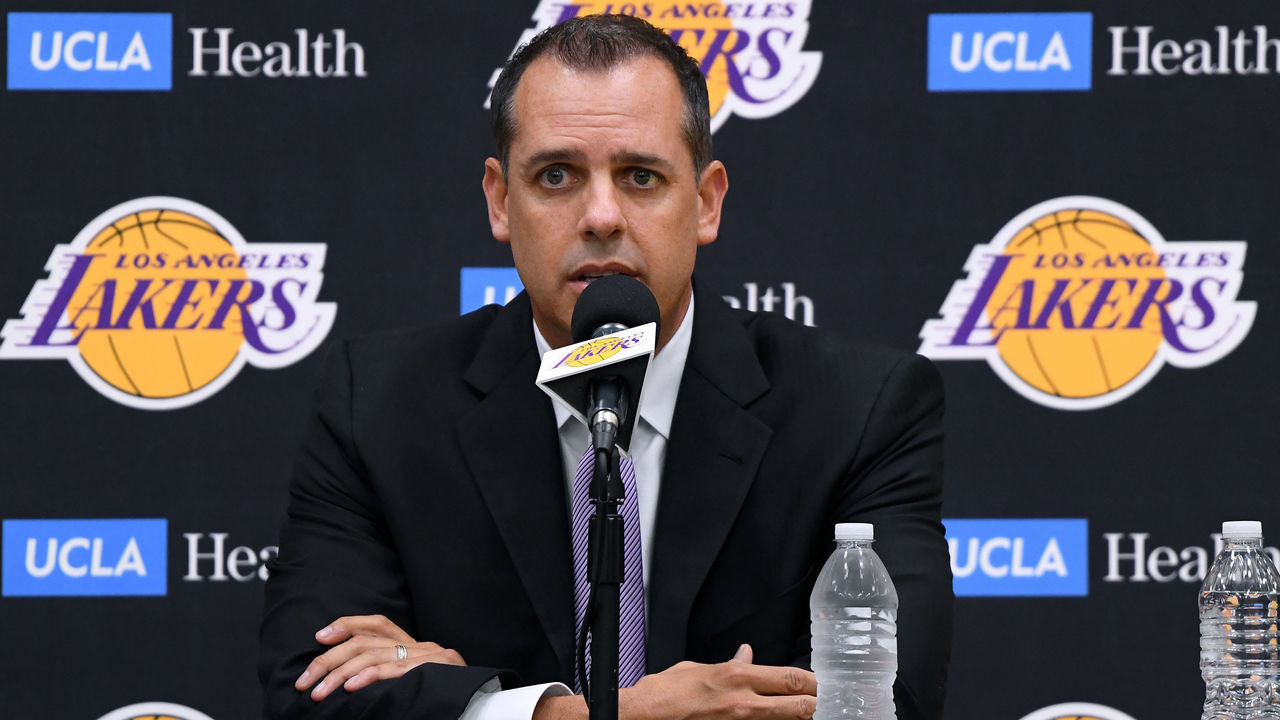 EL SEGUNDO, CALIFORNIA - MAY 20: New Los Angeles Lakers head coach Frank Vogel speaks to media at a press conference at UCLA Health Training Center on May 20, 2019 in El Segundo, California.