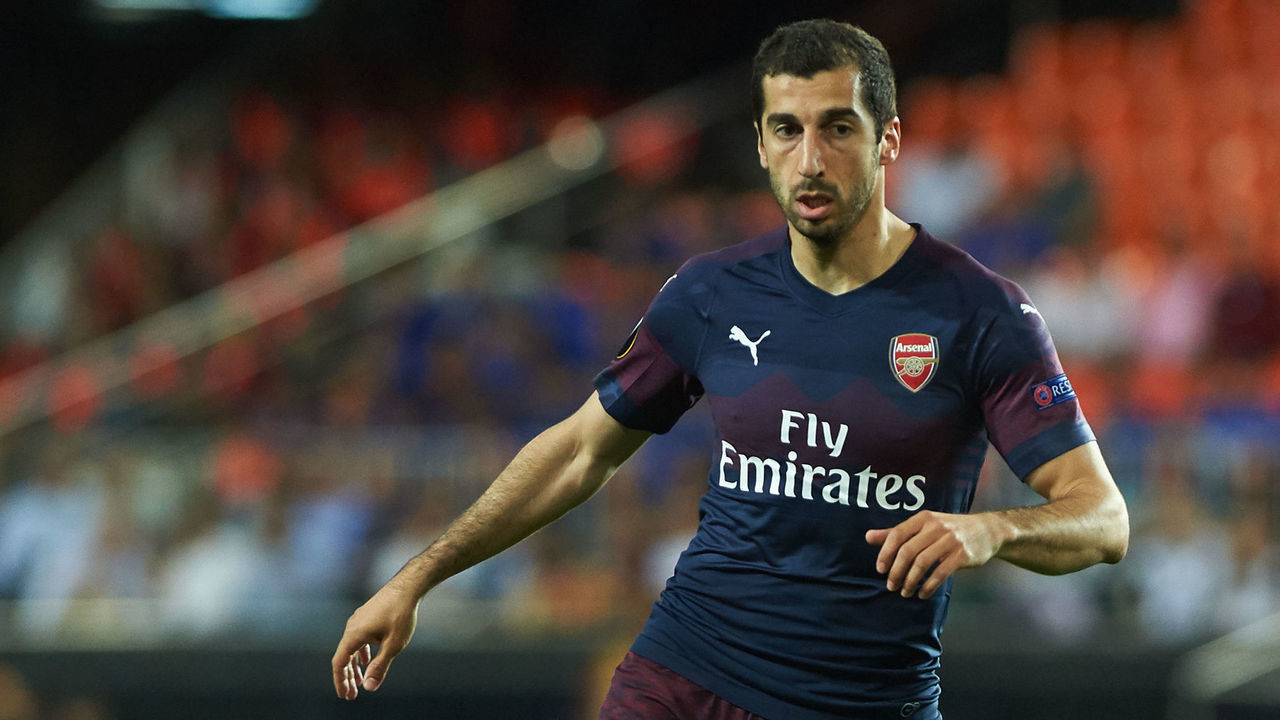 Henrikh Mkhitaryan of Arsenal FC during the Europa League semifinal second leg match between Valencia and Arsenal at Estadio de Mestalla on May 9, 2019 in Valencia, Spain