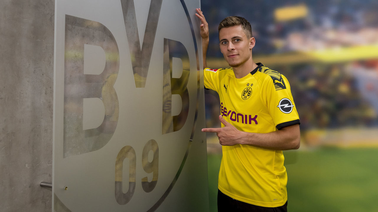 DORTMUND, GERMANY - MAY 22: (EXCLUSIVE COVERAGE) Thorgan Hazard signs a new contract with Borussia Dortmund at Dortmund on May 22, 2019 in Dortmund, Germany.