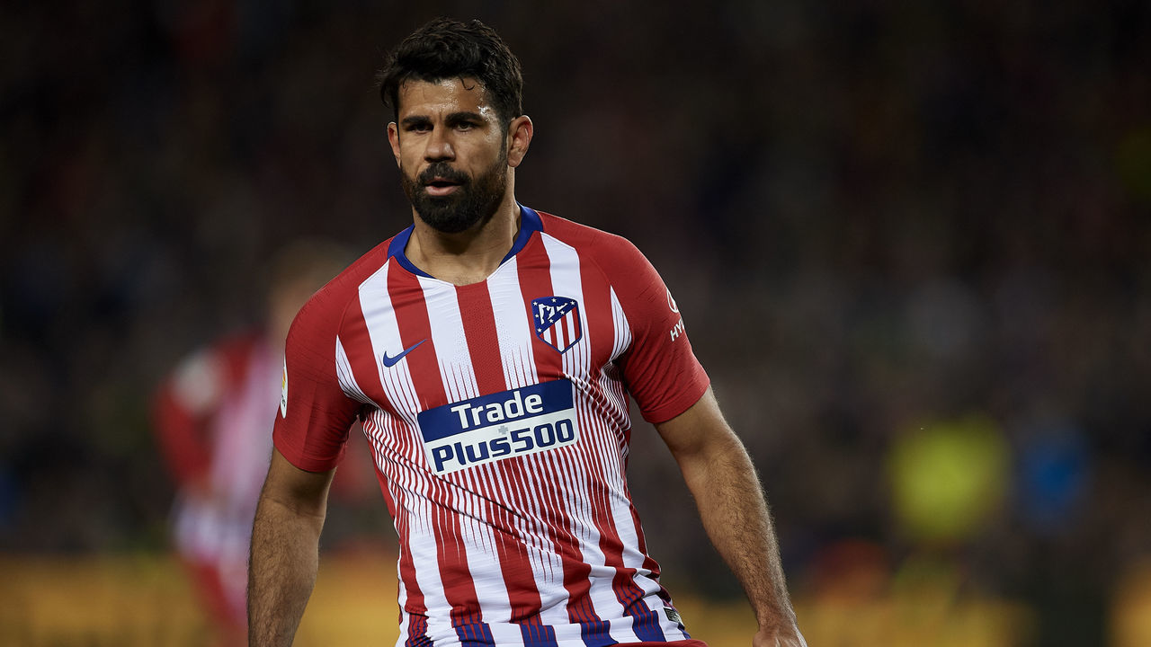 Diego Costa of Atletico Madrid in action during the La Liga match between FC Barcelona and Club Atletico de Madrid at Camp Nou on April 6, 2019 in Barcelona, Spain.
