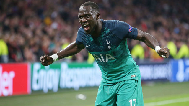 AMSTERDAM, NETHERLANDS - MAY 08: Moussa Sissoko of Tottenham Hotspur celebrates during the UEFA Champions League Semi Final second leg match between Ajax and Tottenham Hotspur at the Johan Cruyff Arena on May 08, 2019 in Amsterdam, Netherlands.