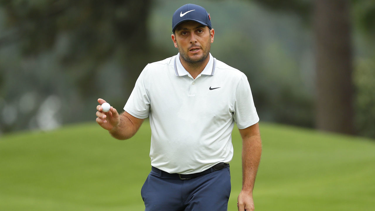 AUGUSTA, GEORGIA - APRIL 14: Francesco Molinari of Italy wavs on the eighth green during the final round of the Masters at Augusta National Golf Club on April 14, 2019 in Augusta, Georgia.