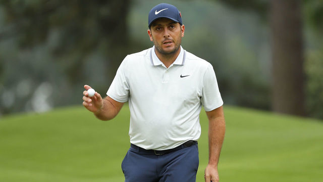 AUGUSTA, GEORGIA - APRIL 14: Francesco Molinari of Italy wavs on the eighth green during the final round of the Masters at Augusta National Golf Club on April 14, 2019 in Augusta, Georgia.