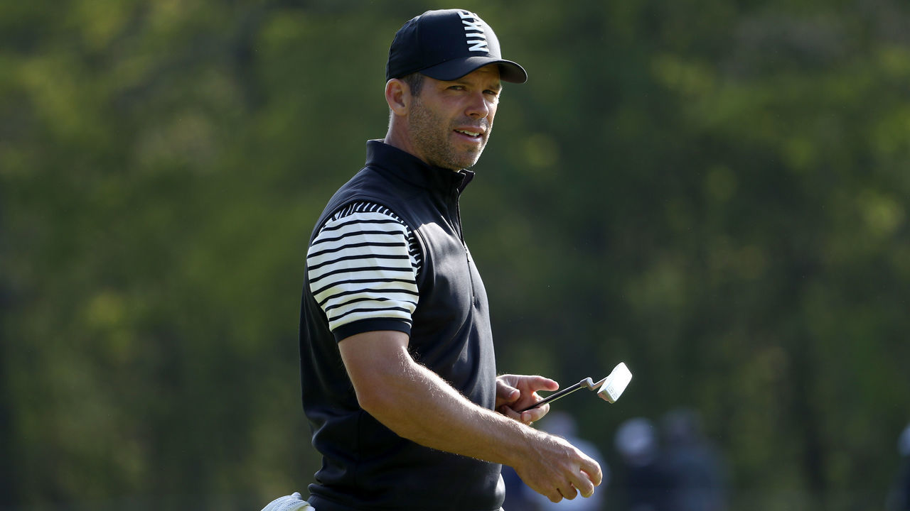 FARMINGDALE, NEW YORK - MAY 17: Paul Casey of England looks on after making a putt for birdie on the 13th green during the second round of the 2019 PGA Championship at the Bethpage Black course on May 17, 2019 in Farmingdale, New York.