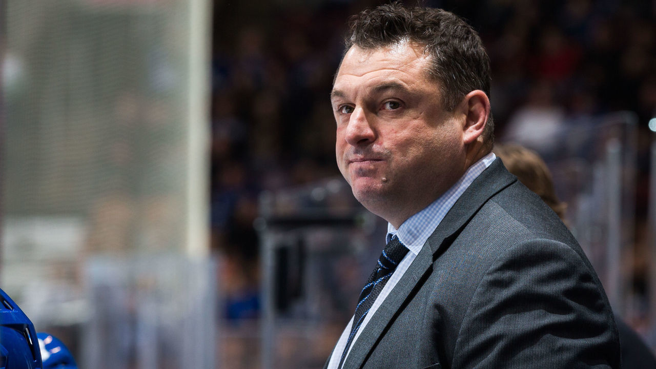 TORONTO, ON - DECEMBER 20: Toronto Maple Leafs assistant coach D.J. Smith looks on against the Florida Panthers during the third period at the Scotiabank Arena on December 20, 2018 in Toronto, Ontario, Canada.