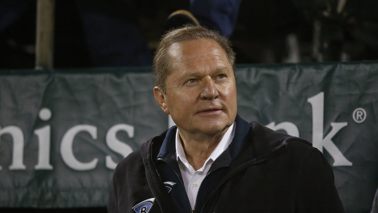 OAKLAND, CA - APRIL 2: Agent Scott Boras sits in the stands during the game between the Oakland Athletics and the Boston Red Sox at the Oakland-Alameda County Coliseum on April 2, 2019 in Oakland, California. The Athletics defeated the Red Sox 1-0.