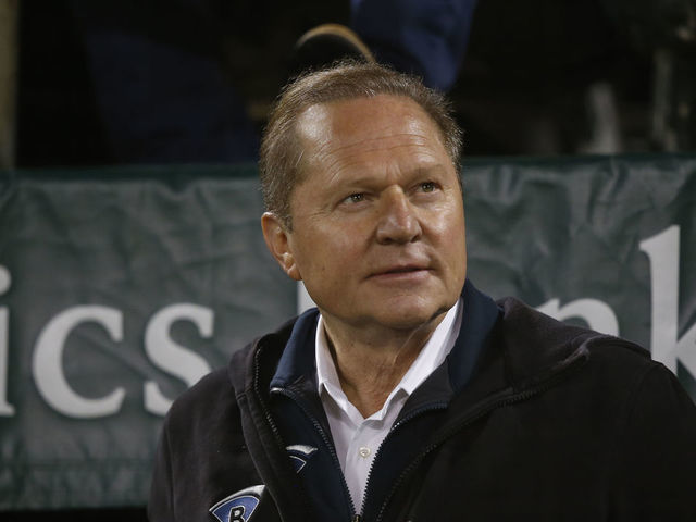 OAKLAND, CA - APRIL 2: Agent Scott Boras sits in the stands during the game between the Oakland Athletics and the Boston Red Sox at the Oakland-Alameda County Coliseum on April 2, 2019 in Oakland, California. The Athletics defeated the Red Sox 1-0.