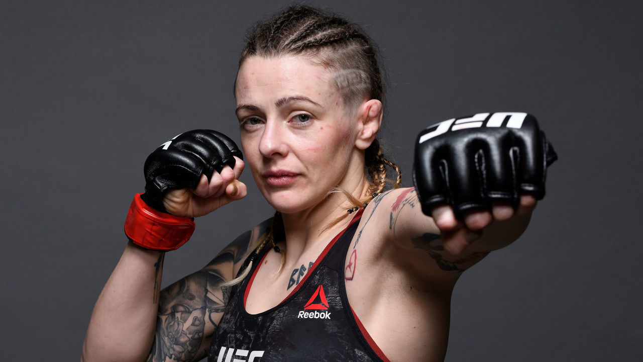 NEW YORK, NY - JANUARY 19: Joanne Calderwood of Scotland poses for a portrait backstage during the UFC Fight Night event at the Barclays Center on January 19, 2019 in the Brooklyn borough of New York City.