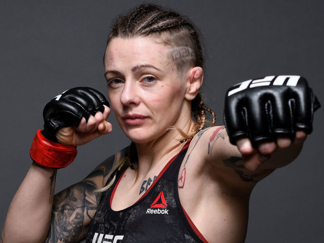 NEW YORK, NY - JANUARY 19: Joanne Calderwood of Scotland poses for a portrait backstage during the UFC Fight Night event at the Barclays Center on January 19, 2019 in the Brooklyn borough of New York City.