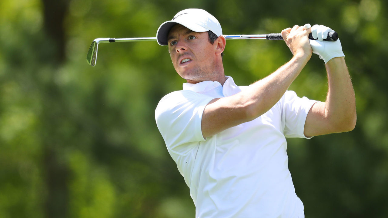 FARMINGDALE, NEW YORK - MAY 18: Rory McIlroy of Northern Ireland plays a shot from the eighth tee during the second round of the 2019 PGA Championship at the Bethpage Black course on May 18, 2019 in Farmingdale, New York.