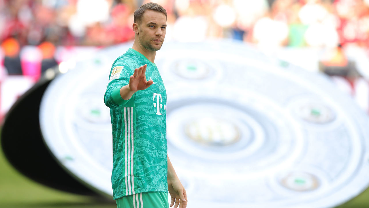 MUNICH, GERMANY - MAY 18: Manuel Neuer of Bayern Muenchen looks on after the Bundesliga match between FC Bayern Muenchen and Eintracht Frankfurt at Allianz Arena on May 18, 2019 in Munich, Germany.