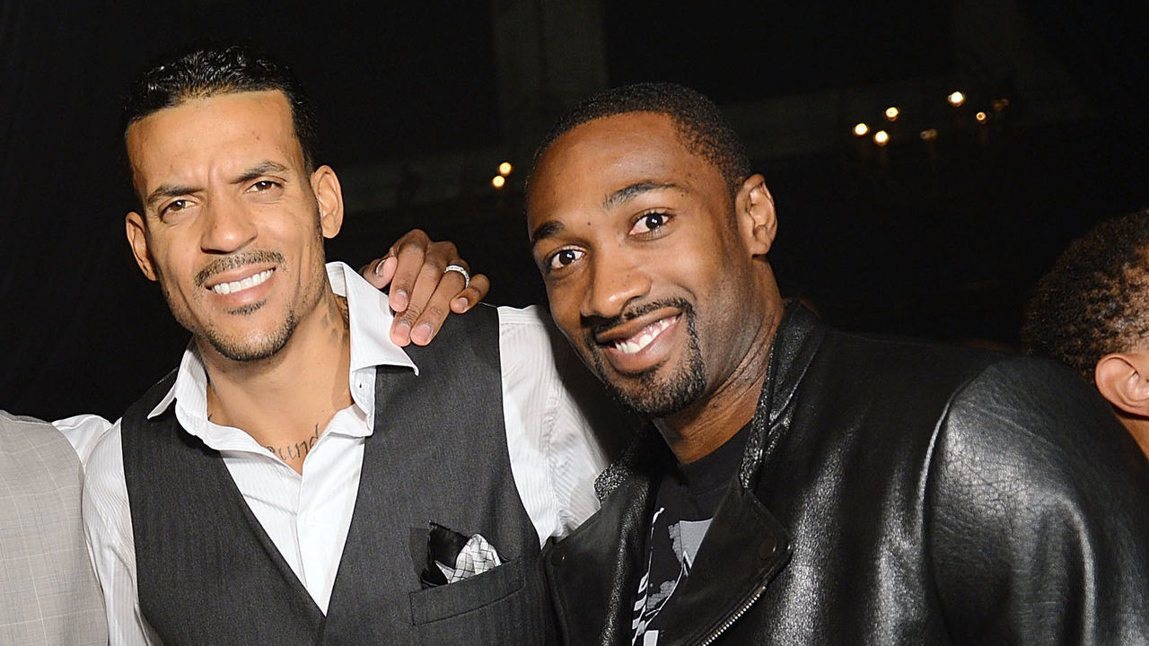 LOS ANGELES, CA - SEPTEMBER 24: (L-R) Basketball players DeAndre Jordan, Caron Butler, Matt Barnes, and Gilbert Arenas attend the GQ October Cover Party With Chris Paul with Hennessy at Sayer's Club on September 24, 2012 in Los Angeles, California.