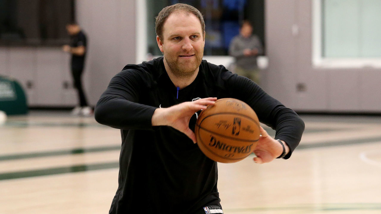 MILWAUKEE, WI - NOVEMBER 15: Assistant Coach Taylor Jenkins of Milwaukee Buck reacts during an all-access practice on November 15, 2018 at the Froedtert & the Medical College of Wisconsin Sports Science Center in Milwaukee, Wisconsin. NOTE TO USER: User expressly acknowledges and agrees that, by downloading and or using this Photograph, user is consenting to the terms and conditions of the Getty Images License Agreement. Mandatory Copyright Notice: Copyright 2018 NBAE