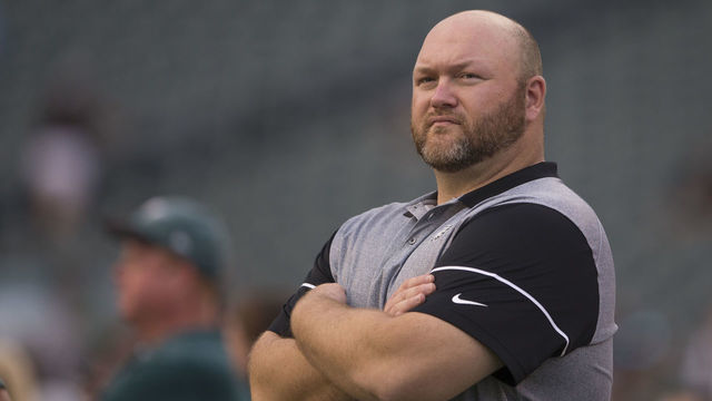 PHILADELPHIA, PA - AUGUST 30: Joe Douglas, Vice President of Player Personnel of the Philadelphia Eagles, looks on prior to the game against the New York Jets during the preseason game at Lincoln Financial Field on August 30, 2018 in Philadelphia, Pennsylvania.