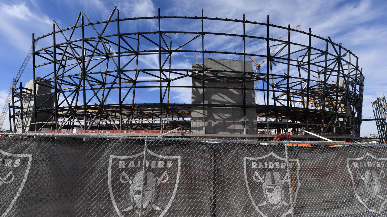 LAS VEGAS, NEVADA - DECEMBER 20: Construction continues on the site of the Raiders USD 1.8 billion, glass-domed stadium on December 20, 2018 in Las Vegas, Nevada. The stadium is scheduled to be open for the Raiders and the UNLV Rebels football teams in 2020.