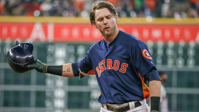 HOUSTON, TX - MAY 26: Houston Astros right fielder Josh Reddick (22) reacts after flying to right at the bottom of the ninth inning during the game between the Boston Red Sox and Houston Astros on May 26, 2019 at Minute Maid Park in Houston, Texas.