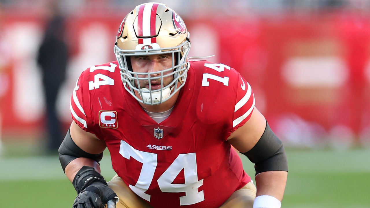 SANTA CLARA, CA - DECEMBER 23: Joe Staley #74 of the San Francisco 49ers in action during the game against the Chicago Bears at Levi Stadium on December 23, 2018 in Santa Clara, CA. The Bears defeated the 49ers 14-9.