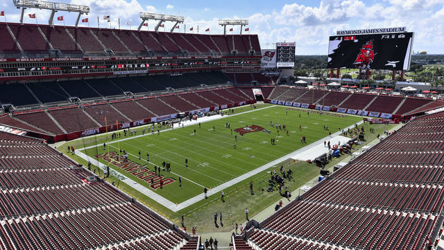 TAMPA, FL - SEPTEMBER 16: A general view of Raymond James Stadium prior to an NFL game between the Philadelphia Eagles and the Tampa Bay Buccaneers on September 16, 2018, at Raymond James Stadium in Tampa, FL.