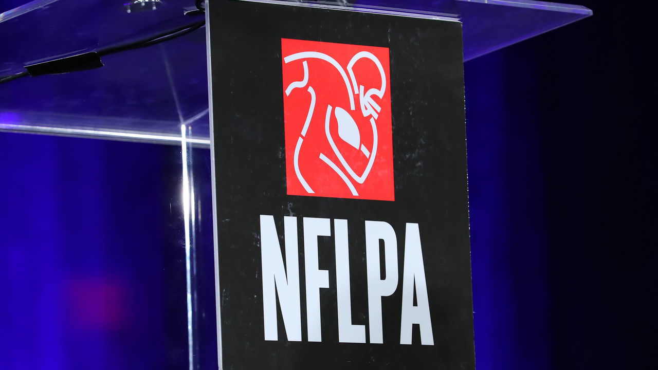 ATLANTA, GA - JANUARY 31: National Football League Players Association Logo during the NFLPA Press Conference on January 31, 2019 at the Georgia World Congress Center in Atlanta, GA.