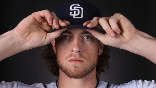 PEORIA, ARIZONA - FEBRUARY 21: Pitcher Chris Paddack #59 of the San Diego Padres poses for a portrait during photo day at Peoria Stadium on February 21, 2019 in Peoria, Arizona.