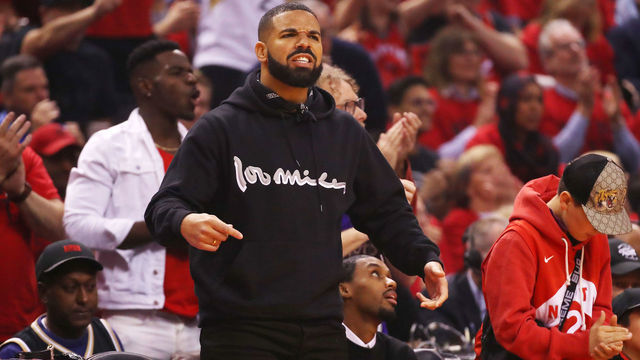 TORONTO, ONTARIO - MAY 25: Rapper Drake attends game six of the NBA Eastern Conference Finals between the Milwaukee Bucks and the Toronto Raptors at Scotiabank Arena on May 25, 2019 in Toronto, Canada.