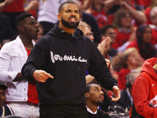 TORONTO, ONTARIO - MAY 25: Rapper Drake attends game six of the NBA Eastern Conference Finals between the Milwaukee Bucks and the Toronto Raptors at Scotiabank Arena on May 25, 2019 in Toronto, Canada.