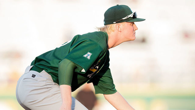 BATON ROUGE, LA - MARCH 28: Tulane Green Wave third baseman Kody Hoese (15) fields a ball during a baseball game between the Tulane Green Wave and LSU Tigers on March 28, 2017, at Alex Box Stadium, in Baton Rouge, Louisiana.