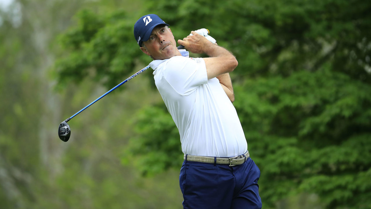 DUBLIN, OHIO - MAY 30: Matt Kuchar watches his tee shot on the fifth hole during the first round of The Memorial Tournament Presented by Nationwide at Muirfield Village Golf Club on May 30, 2019 in Dublin, Ohio.