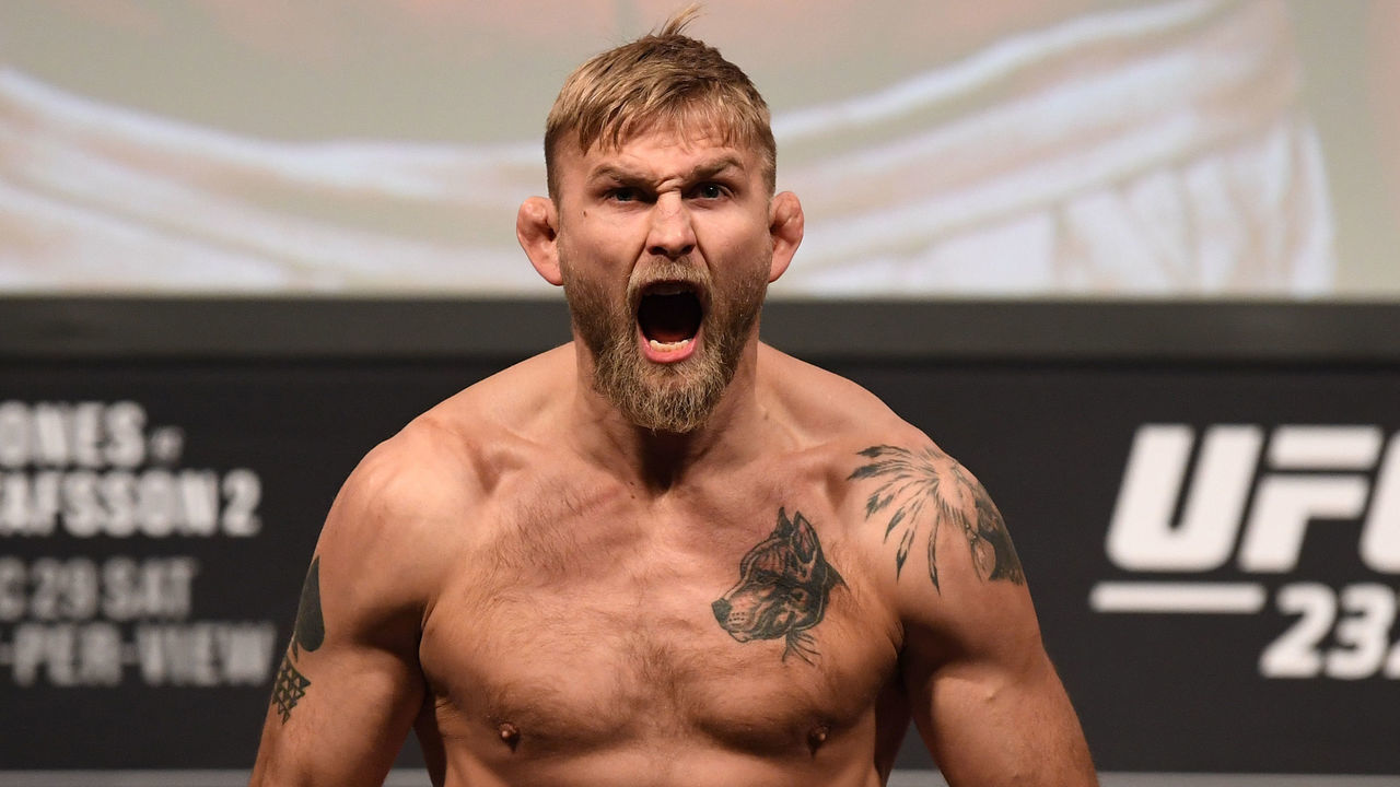 INGLEWOOD, CA - DECEMBER 28: Alexander Gustafsson of Sweden poses on the scale during the UFC 232 weigh-in inside The Forum on December 28, 2018 in Inglewood, California.