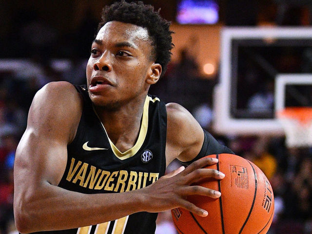 LOS ANGELES, CA - NOVEMBER 11: Vanderbilt guard Darius Garland (10) drives to the basket during a college basketball game between the Vanderbilt Commodores and the USC Trojans on November 11, 2018, at the Galen Center in Los Angeles, CA.