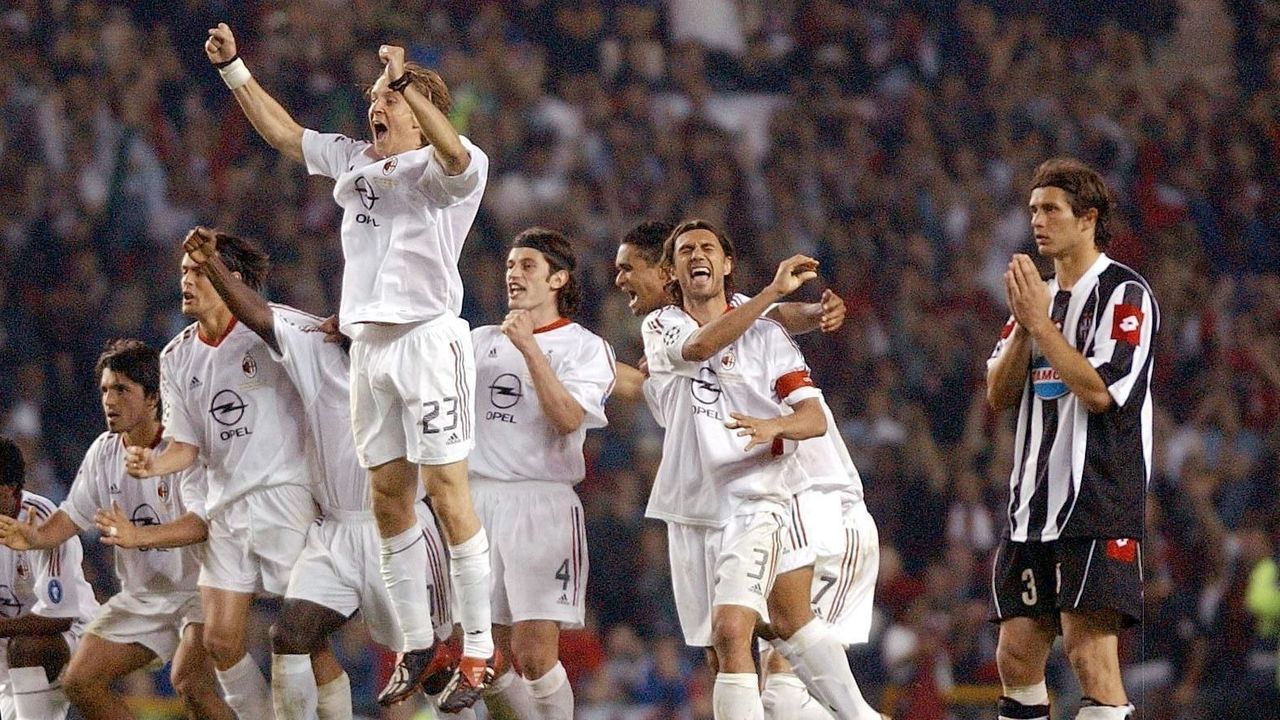 Delight for AC Milan as they win the UEFA Champions League Final and despair for Juventus the beaten finalists at Old Trafford, Manchester.