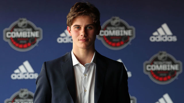 BUFFALO, NY - MAY 31: Jack Hughes attends the Top Prospects Media Availability at the 2019 NHL Scouting Combine on May 31, 2019 at Harborcenter in Buffalo, New York.