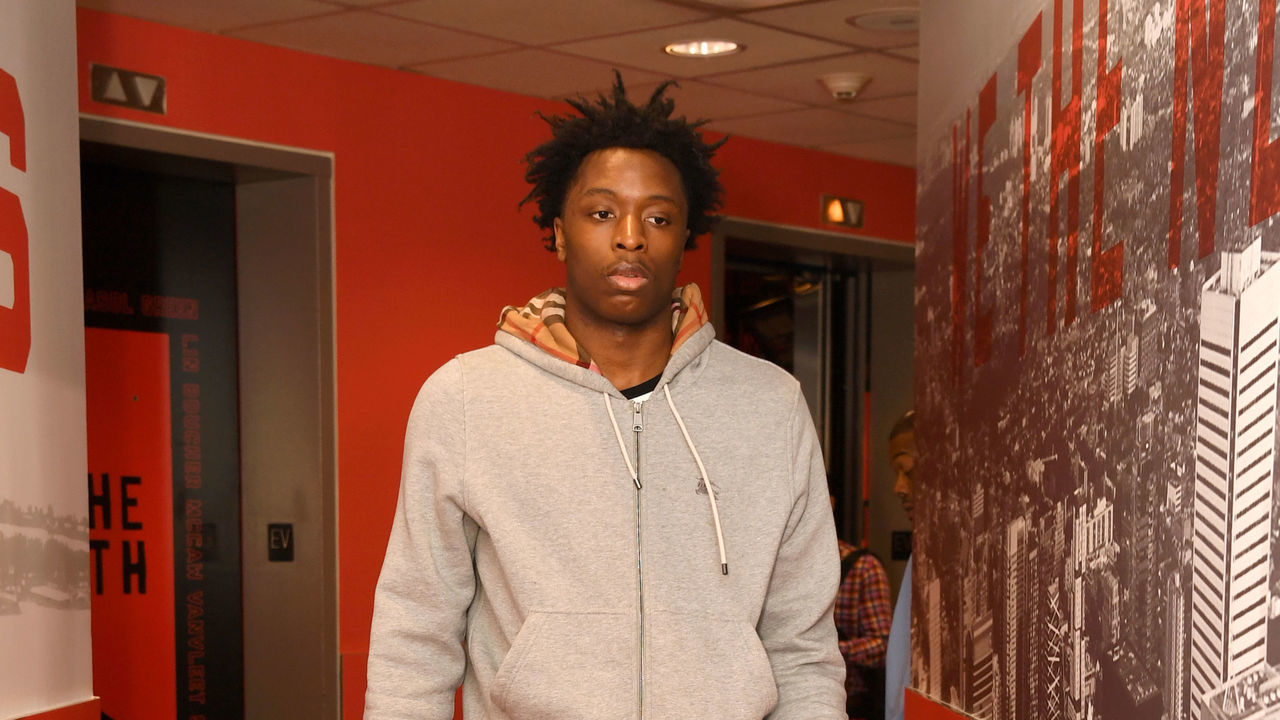 TORONTO, CANADA - JUNE 2: OG Anunoby #3 of the Toronto Raptors arrives at the arena before Game Two of the NBA Finals between the Toronto Raptors and Golden State Warriors on June 2, 2019 at Scotiabank Arena in Toronto, Ontario, Canada. NOTE TO USER: User expressly acknowledges and agrees that, by downloading and/or using this photograph, user is consenting to the terms and conditions of the Getty Images License Agreement. Mandatory Copyright Notice: Copyright 2019 NBAE