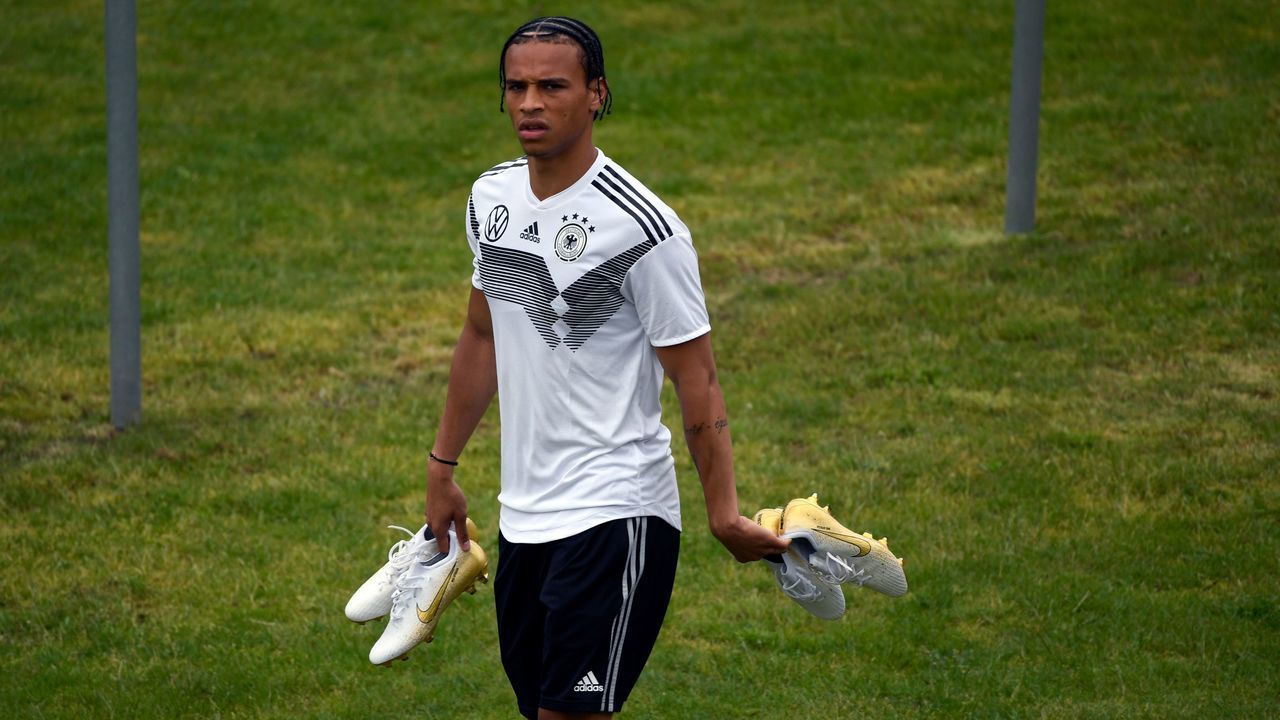 Germany's Leroy Sane arrives for a training session at the De Koel stadium on June 03, 2019 in Venlo, before the team's UEFA Euro 2020 football qualifier match vs Belarus on May 8, 2019.