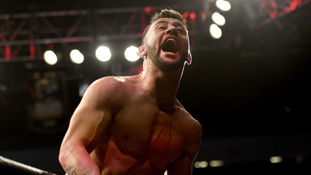 LAS VEGAS, CA - MARCH 02: Pedro Munhoz reacts after defeating Cody Garbrandt via first round TKO during UFC 235 at the T-Mobile Arena in Las Vegas, NV, Saturday, Mar. 2, 2019.
