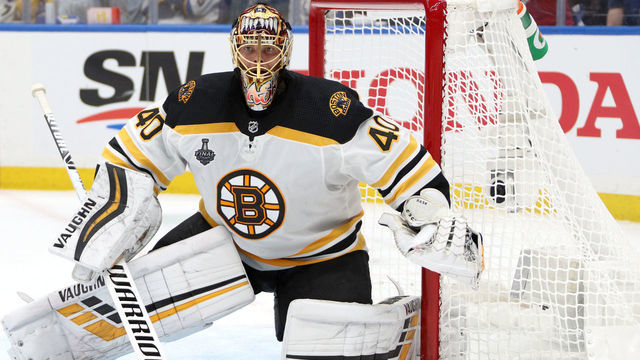 ST LOUIS, MISSOURI - JUNE 01: Goaltender Tuukka Rask #40 of the Boston Bruins defends the net against the St. Louis Blues in Game Three of the 2019 NHL Stanley Cup Final at Enterprise Center on June 01, 2019 in St Louis, Missouri.