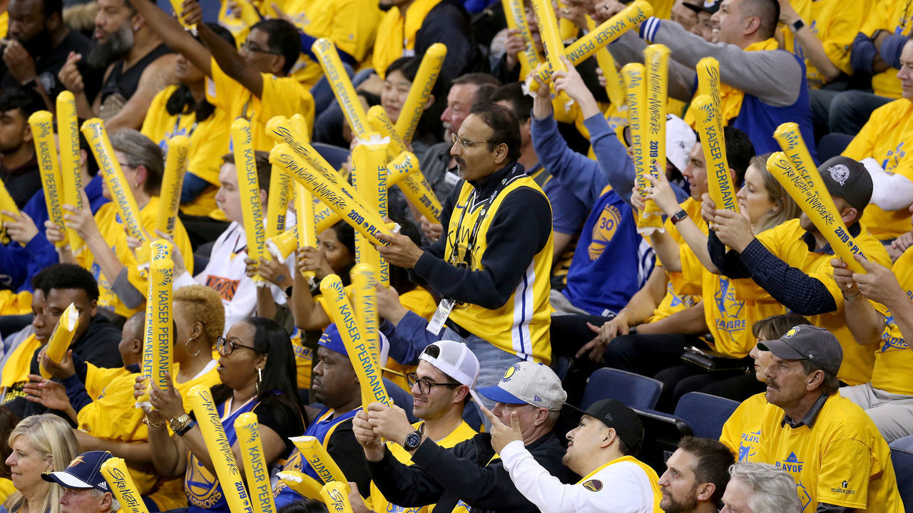 OAKLAND, CA - APRIL 15: Golden State Warriors fans try to distract an Los Angeles Clippers player as they shoot a free throw during the third quarter of Game 2 of their NBA first round playoff series at Oracle Arena in Oakland, Calif. on Monday, April 15, 2019.