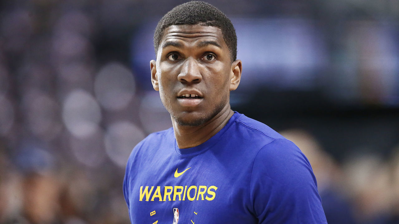 TORONTO, CANADA - MAY 30: Kevon Looney #5 of the Golden State Warriors looks on during warm ups prior to Game One of the NBA Finals against the Toronto Raptors on May 30, 2019 at Scotiabank Arena in Toronto, Ontario, Canada. NOTE TO USER: User expressly acknowledges and agrees that, by downloading and/or using this photograph, user is consenting to the terms and conditions of the Getty Images License Agreement. Mandatory Copyright Notice: Copyright 2019 NBAE