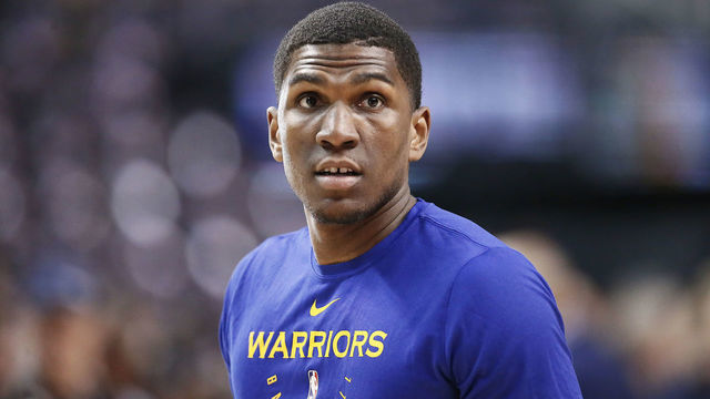 TORONTO, CANADA - MAY 30: Kevon Looney #5 of the Golden State Warriors looks on during warm ups prior to Game One of the NBA Finals against the Toronto Raptors on May 30, 2019 at Scotiabank Arena in Toronto, Ontario, Canada. NOTE TO USER: User expressly acknowledges and agrees that, by downloading and/or using this photograph, user is consenting to the terms and conditions of the Getty Images License Agreement. Mandatory Copyright Notice: Copyright 2019 NBAE