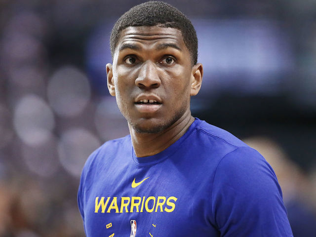 TORONTO, CANADA - MAY 30: Kevon Looney #5 of the Golden State Warriors looks on during warm ups prior to Game One of the NBA Finals against the Toronto Raptors on May 30, 2019 at Scotiabank Arena in Toronto, Ontario, Canada. NOTE TO USER: User expressly acknowledges and agrees that, by downloading and/or using this photograph, user is consenting to the terms and conditions of the Getty Images License Agreement. Mandatory Copyright Notice: Copyright 2019 NBAE