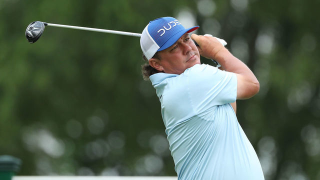 DUBLIN, OH - JUNE 02: Jason Dufner plays his shot from the third tee during the final round of The Memorial Tournament on June 2nd 2019 at Muirfield Village Golf Club in Dublin, OH.