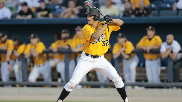 BILOXI, MS - APRIL 18: Southern Miss Golden Eagles Matt Wallner (32) during a college baseball game between Southern Miss and Nicholls State on April 18, 2017 at MGM Park in Biloxi, MS.