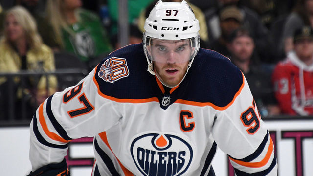 LAS VEGAS, NEVADA - MARCH 17: Connor McDavid #97 of the Edmonton Oilers waits for a faceoff in the second period of a game against the Vegas Golden Knights at T-Mobile Arena on March 17, 2019 in Las Vegas, Nevada. The Golden Knights defeated the Oilers 6-3.