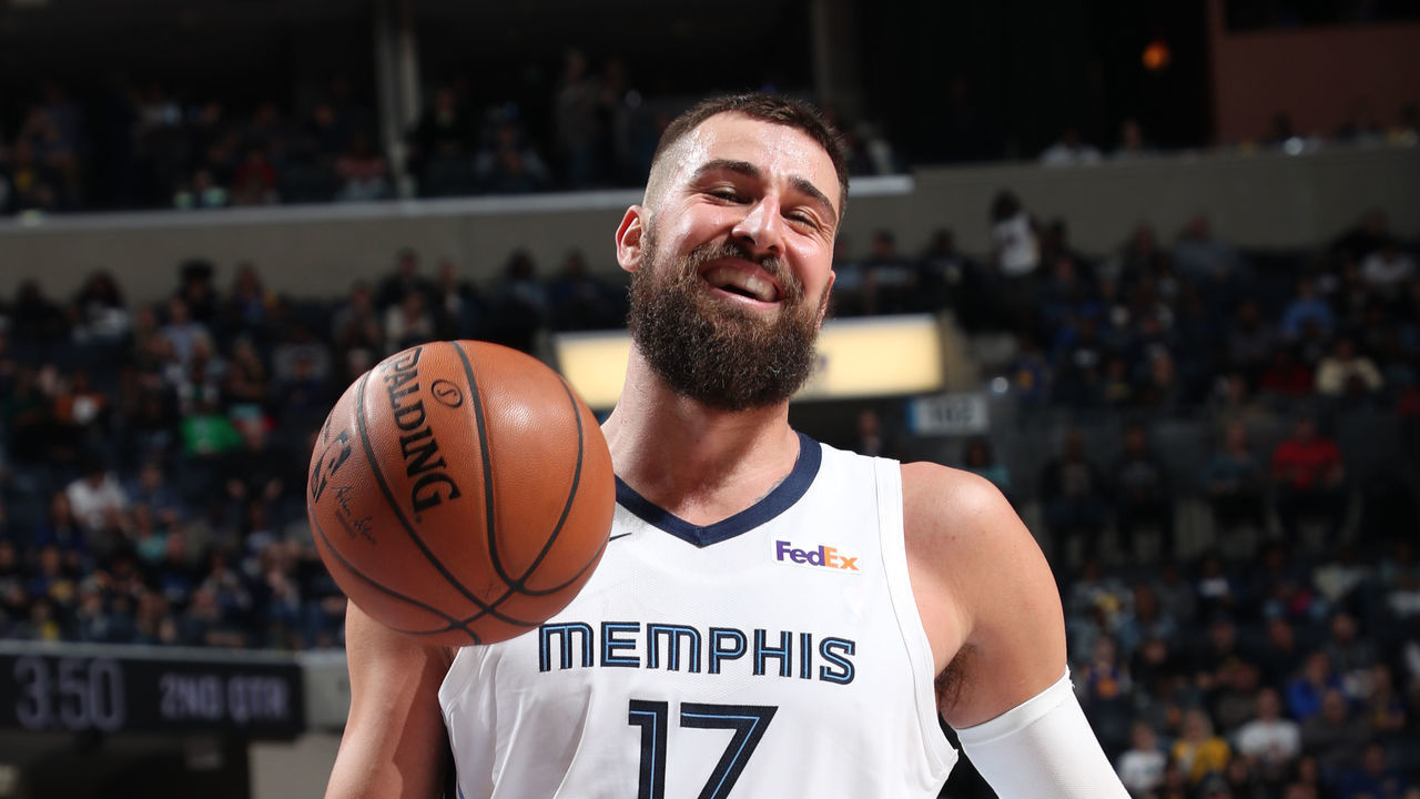 MEMPHIS, TN - MARCH 27: Jonas Valanciunas #17 of the Memphis Grizzlies smiles during the game against the Golden State Warriors on March 27, 2019 at FedExForum in Memphis, Tennessee. Mandatory Copyright Notice: Copyright 2019 NBAE