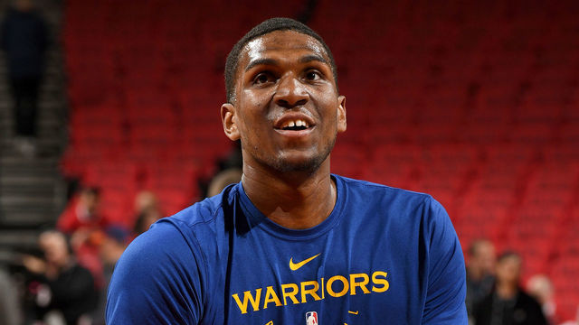 TORONTO, CANADA - JUNE 2: Kevon Looney #5 of the Golden State Warriors warms up before Game Two of the NBA Finals on June 2, 2019 at Scotiabank Arena in Toronto, Ontario, Canada. NOTE TO USER: User expressly acknowledges and agrees that, by downloading and/or using this photograph, user is consenting to the terms and conditions of the Getty Images License Agreement. Mandatory Copyright Notice: Copyright 2019 NBAE