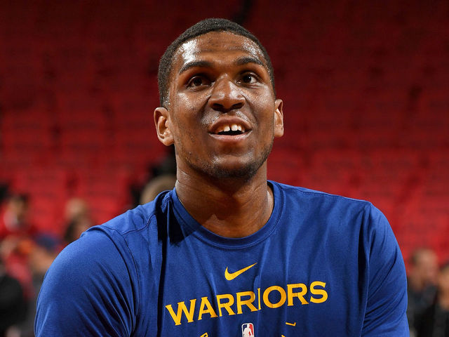 TORONTO, CANADA - JUNE 2: Kevon Looney #5 of the Golden State Warriors warms up before Game Two of the NBA Finals on June 2, 2019 at Scotiabank Arena in Toronto, Ontario, Canada. NOTE TO USER: User expressly acknowledges and agrees that, by downloading and/or using this photograph, user is consenting to the terms and conditions of the Getty Images License Agreement. Mandatory Copyright Notice: Copyright 2019 NBAE