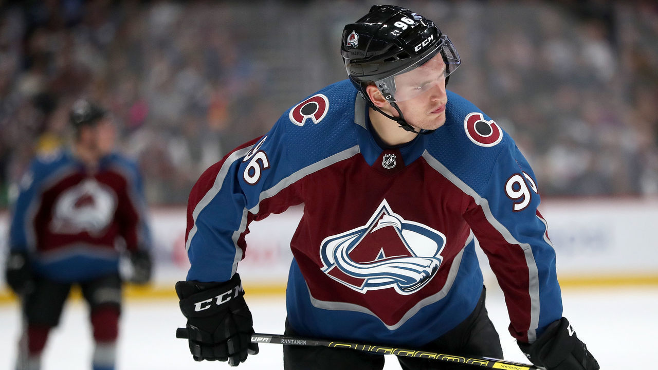 DENVER, COLORADO - FEBRUARY 02: Mikko Rantanen #96 of the Colorado Avalanche plays the Vancouver Canucks at the Pepsi Center on February 02, 2019 in Denver, Colorado.
