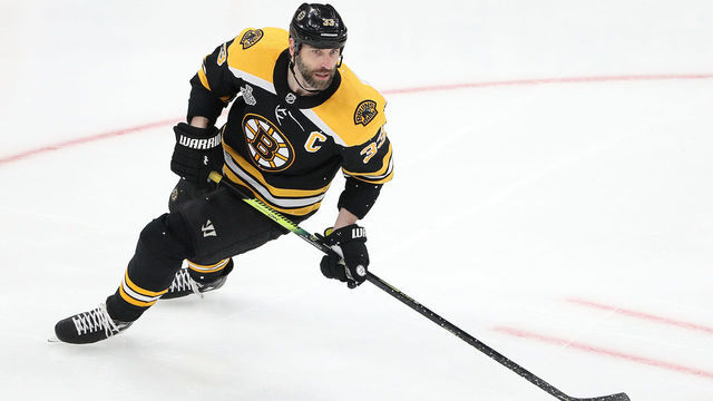 BOSTON, MASSACHUSETTS - MAY 27: Zdeno Chara #33 of the Boston Bruins skates against the St. Louis Blues during the third period in Game One of the 2019 NHL Stanley Cup Final at TD Garden on May 27, 2019 in Boston, Massachusetts.