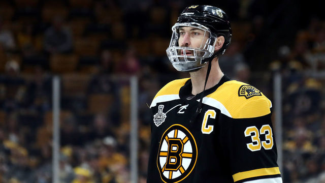 BOSTON, MASSACHUSETTS - JUNE 06: Zdeno Chara #33 of the Boston Bruins warms up prior to Game Five of the 2019 NHL Stanley Cup Final against the St. Louis Blues at TD Garden on June 06, 2019 in Boston, Massachusetts.