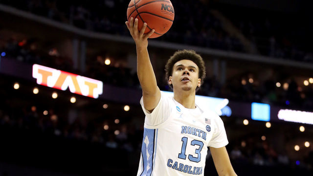 KANSAS CITY, MISSOURI - MARCH 29: Cameron Johnson #13 of the North Carolina Tar Heels drives to the basket against the Auburn Tigers during the 2019 NCAA Basketball Tournament Midwest Regional at Sprint Center on March 29, 2019 in Kansas City, Missouri.